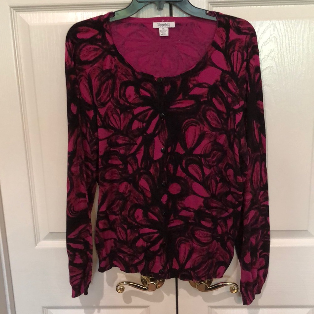 Black and Pink Button Front Sweater (Like New!)